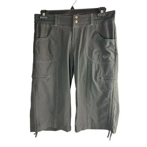 Kuhl Durango Knicker Pants Capri Crop Gray Draw Cord Hiking Bermuda Size 10 - Picture 2 of 7